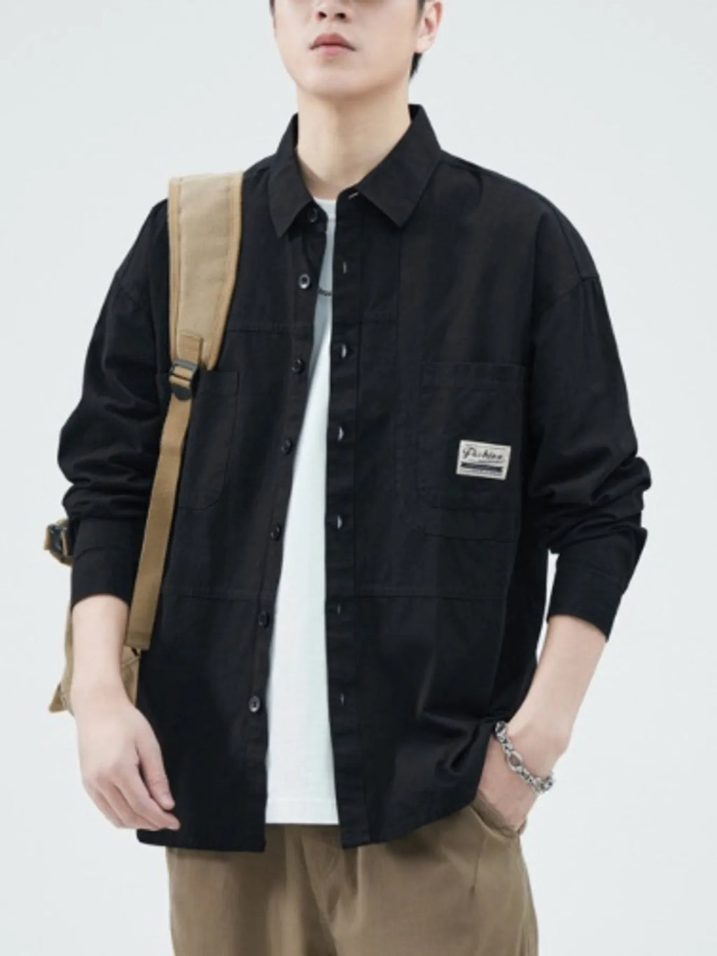 Men's Plus Size Button Up Long Sleeve Shirt