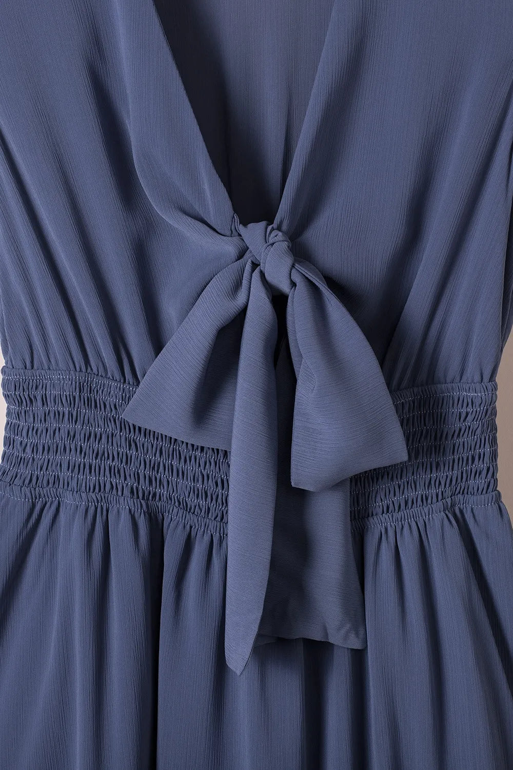 Tie-Front Mini Dress with Smocked Waist