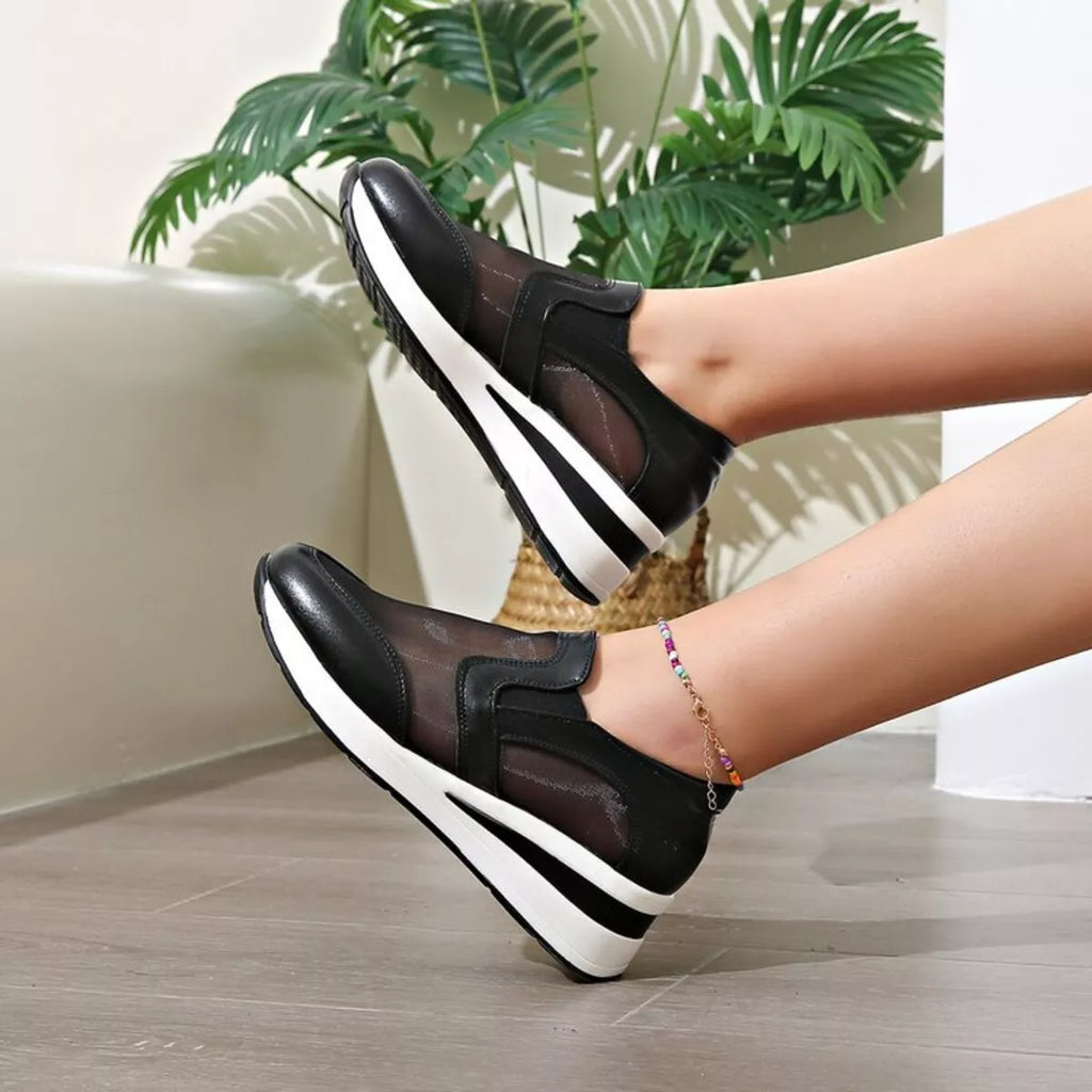 Round Toe Wedge Sneakers