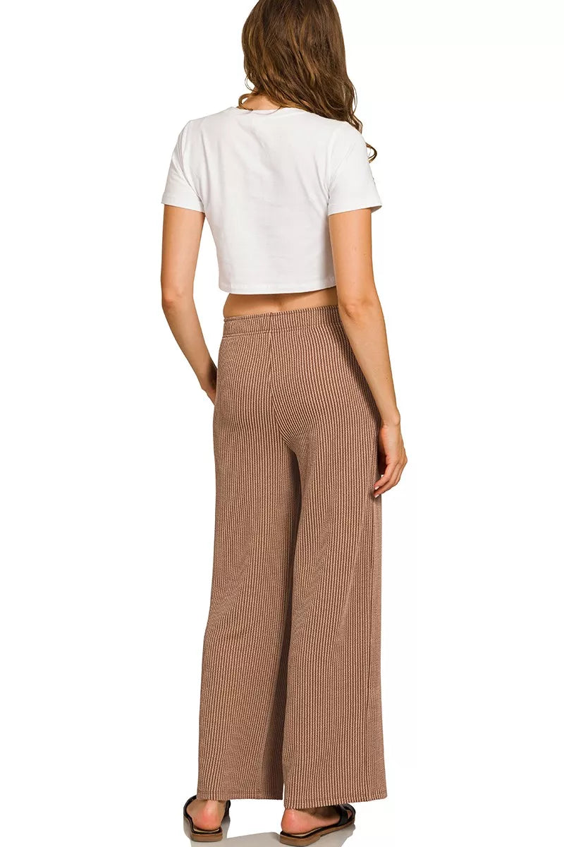 Zenana Raised Rib Short Sleeve Tee & Pants Set