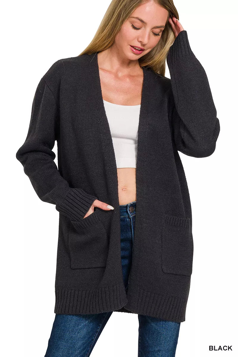 Zenana Open Front Sweater Cardigan