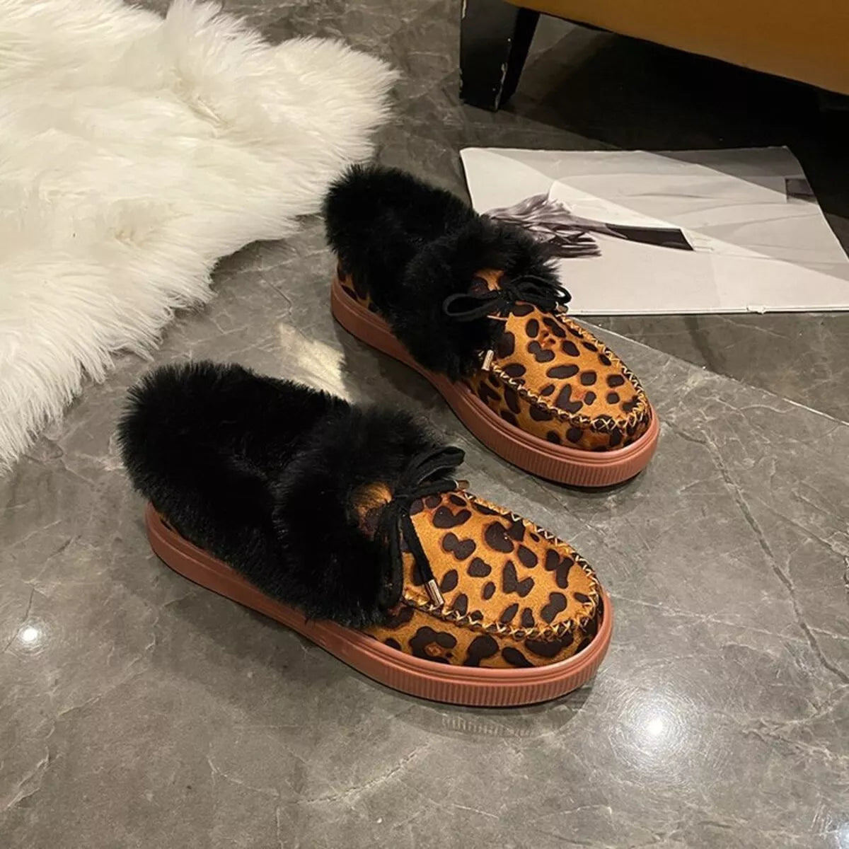 Fuzzy Round Toe Slip-Ons