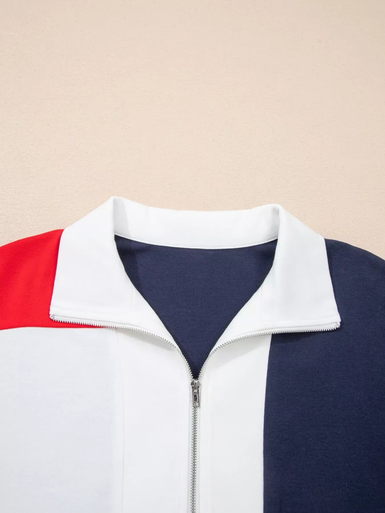Americana Colorblock Stripes Zip up Collared T Shirt Mini Dress