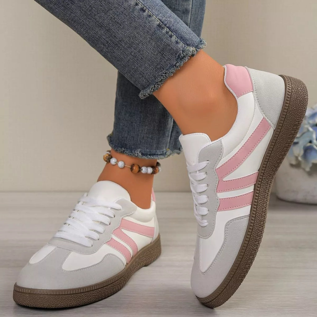 Striped Lace-Up Casual Sneakers