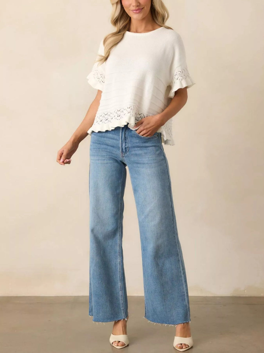 Lace Trimmed Knit Top