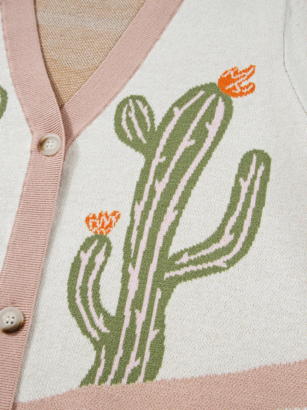 Desert Cactus Buttoned Front Sweater Cardigan