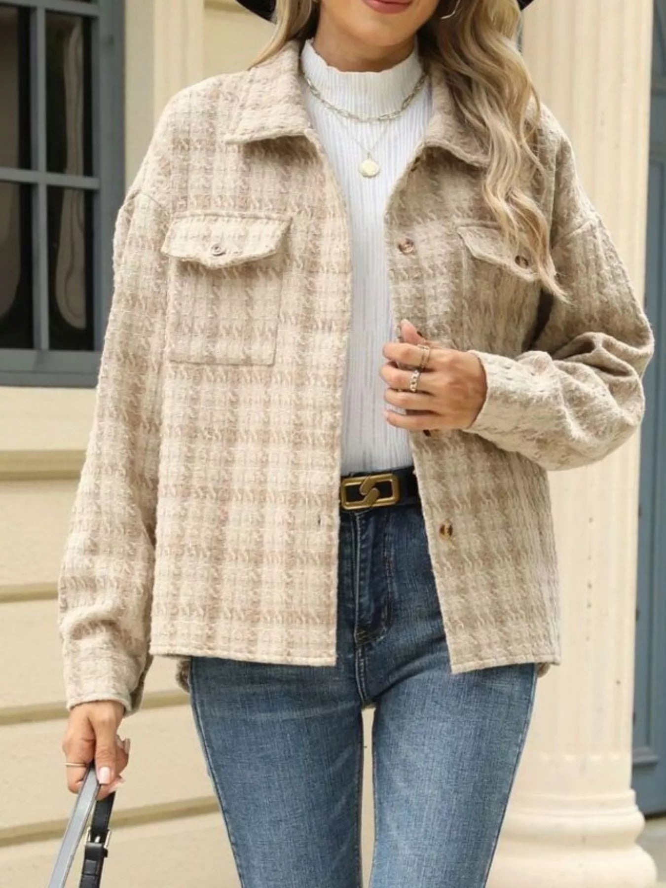 Plaid Button Up Long Sleeve Jacket
