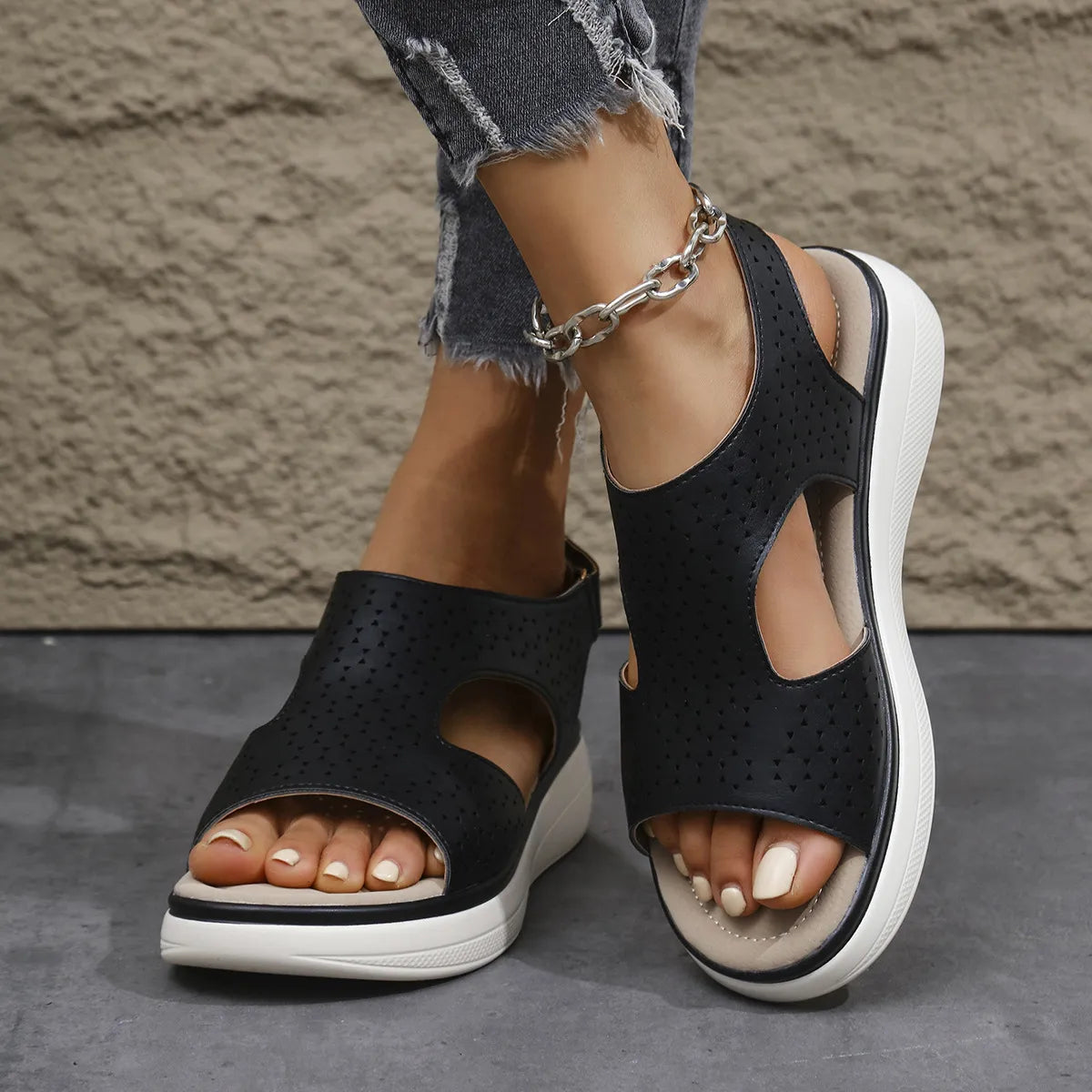 Cutout Platform Sandals