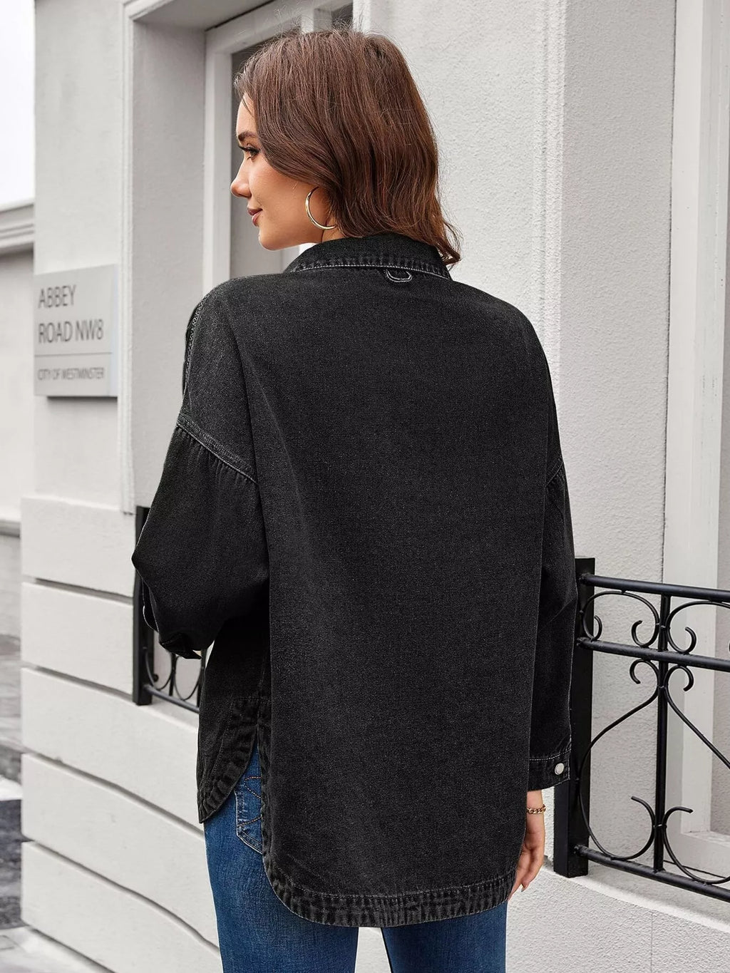 Vintage Wash Button-Down Denim Jacket