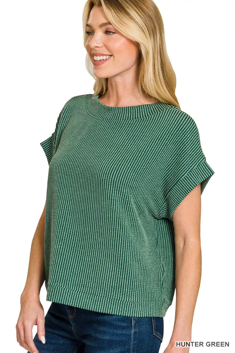 Zenana Raised Rib Cap Sleeve Top