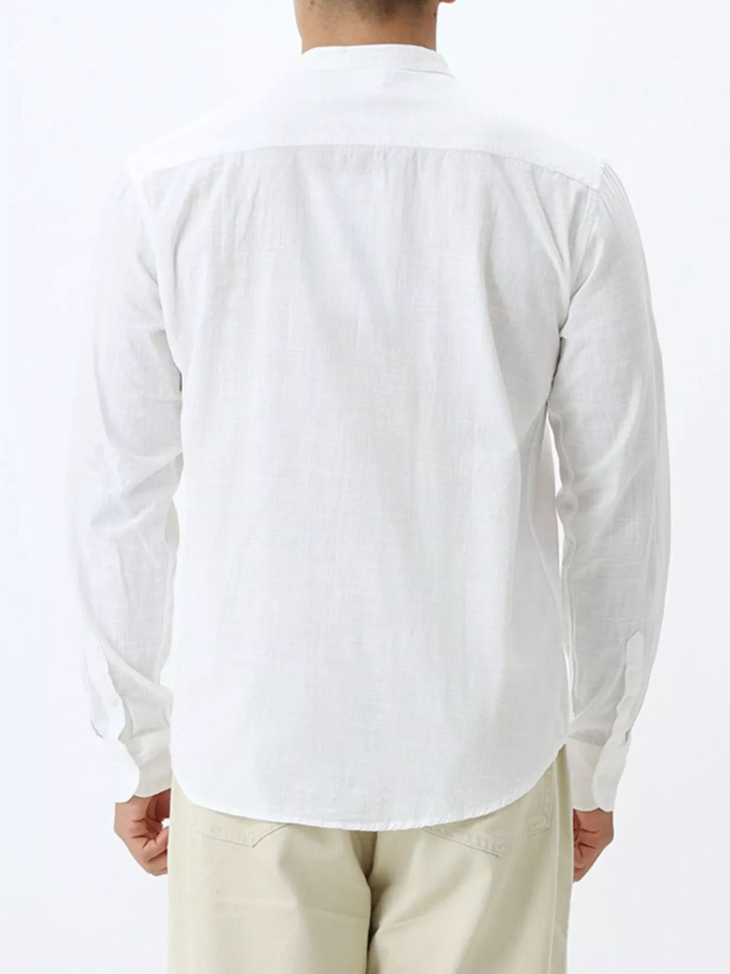 Men's Casual Mandarin Collar Long Sleeve Shirt
