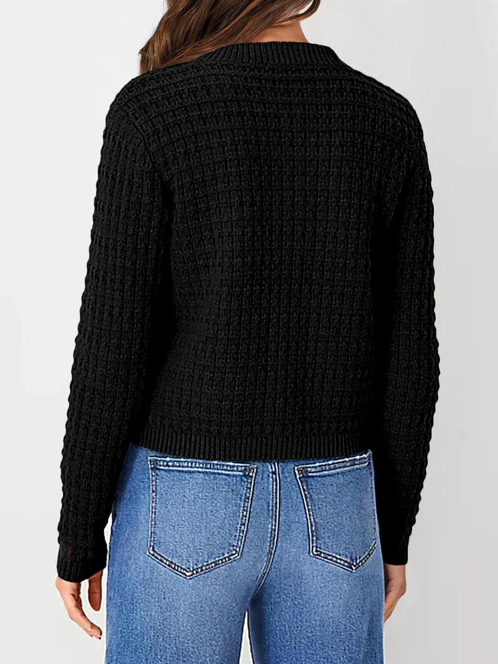 Textured Knit Button-Front Cardigan