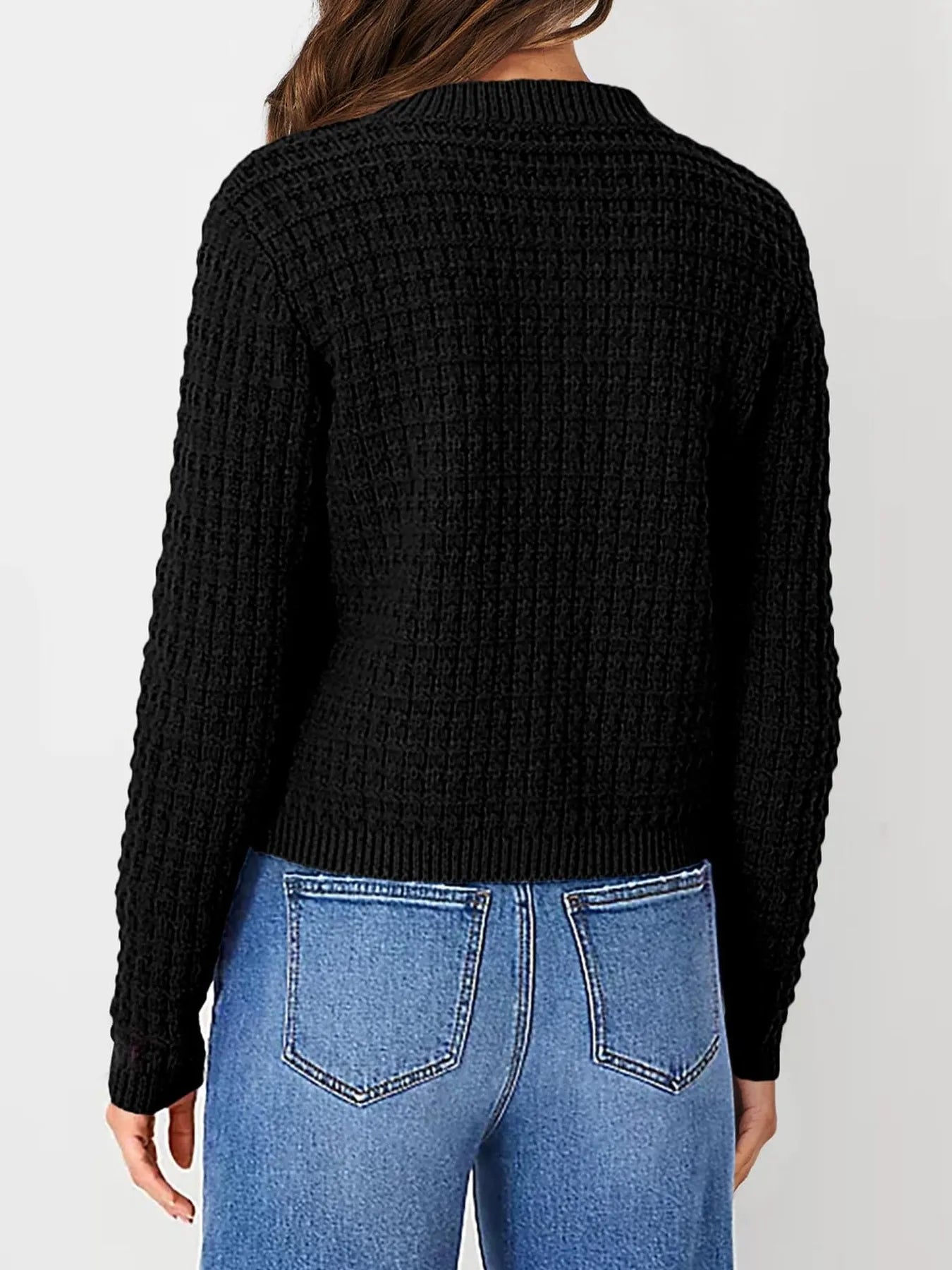 Textured Knit Button-Front Cardigan
