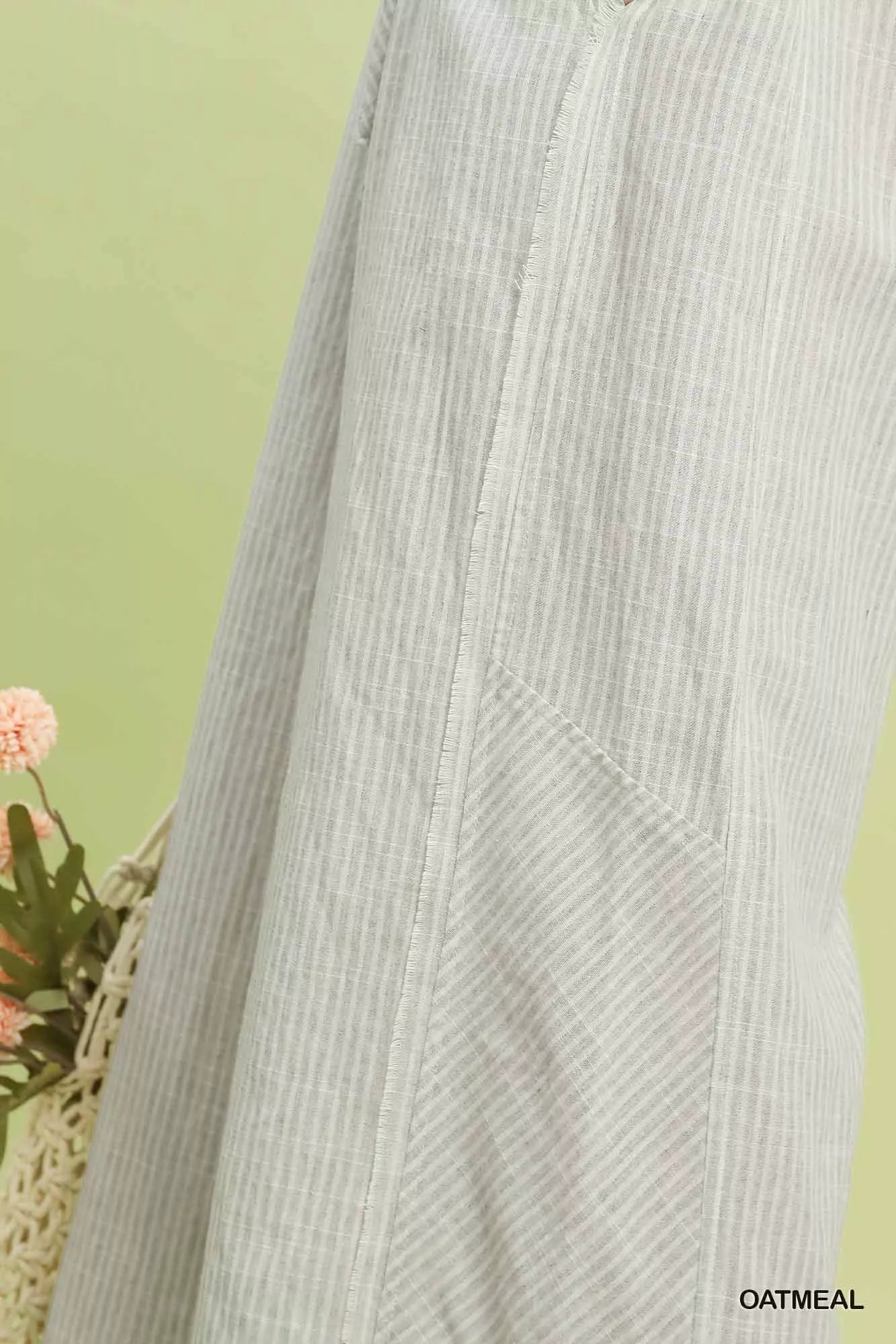 Umgee Linen Blend Striped Wide Leg Pants