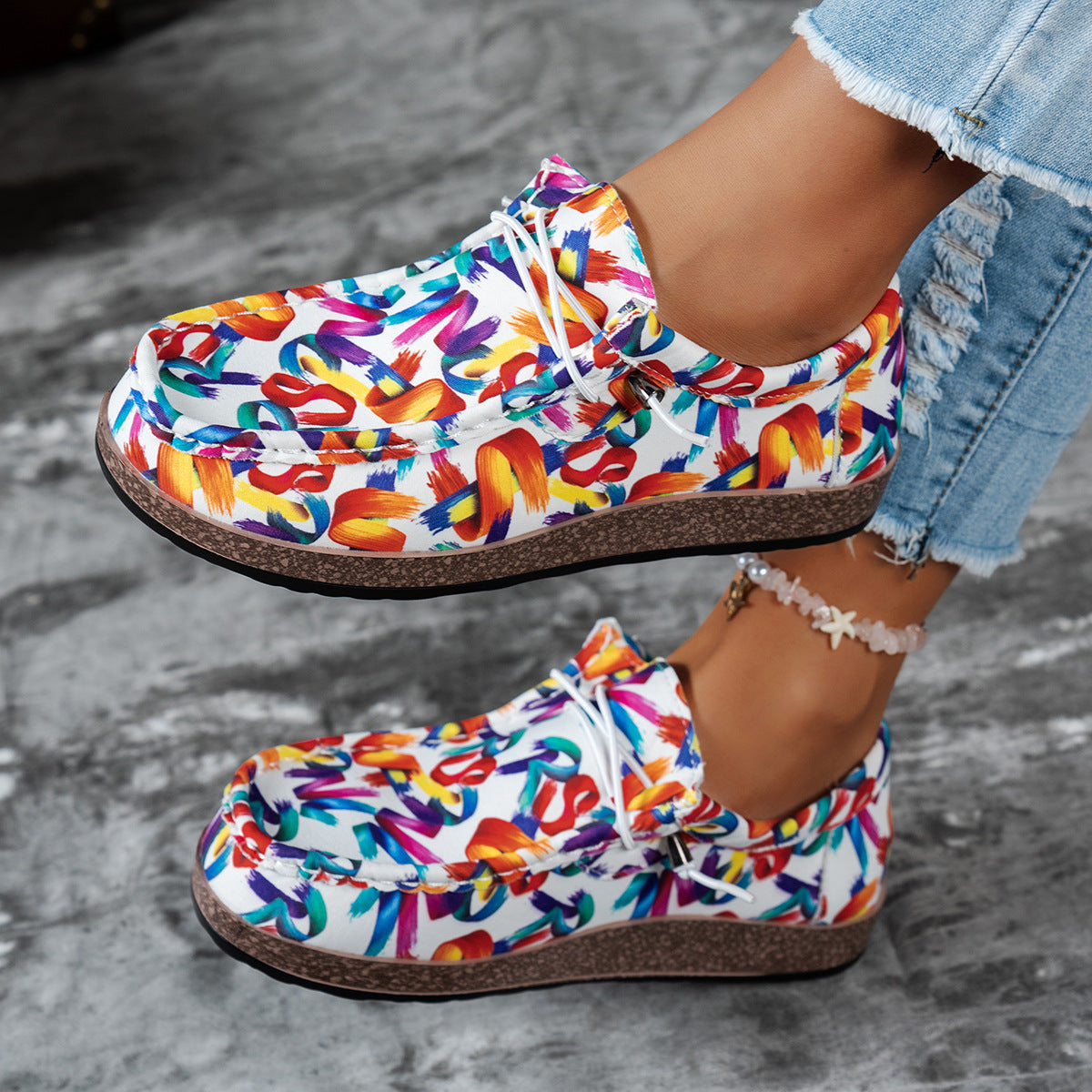 Colorful Printed Casual Loafers