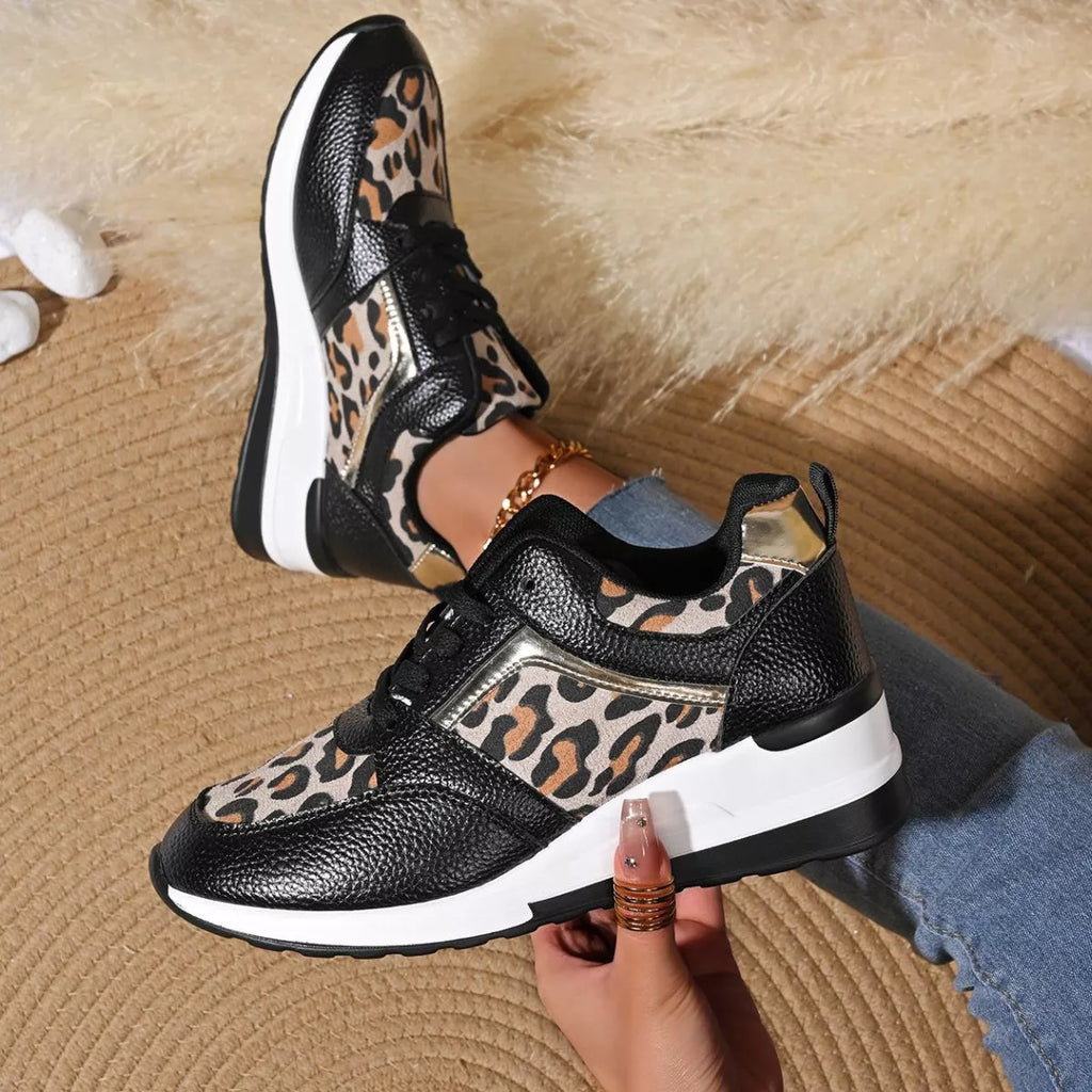 Leopard Lace Up Sneakers