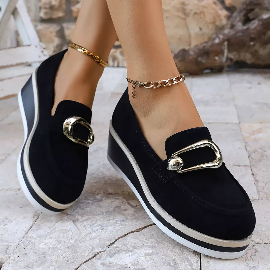 Round Toe Wedge Loafers
