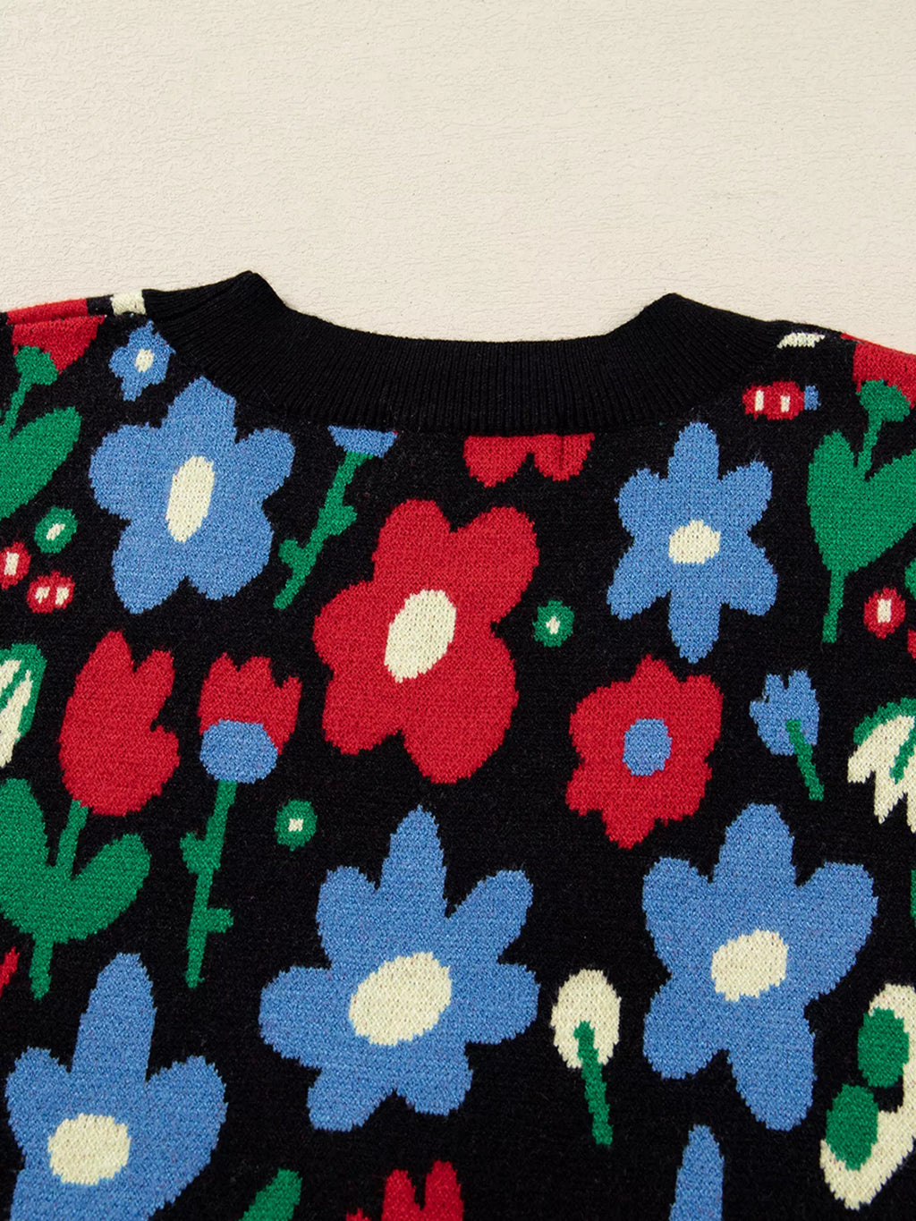 Floral Print V Neck Buttoned Cardigan