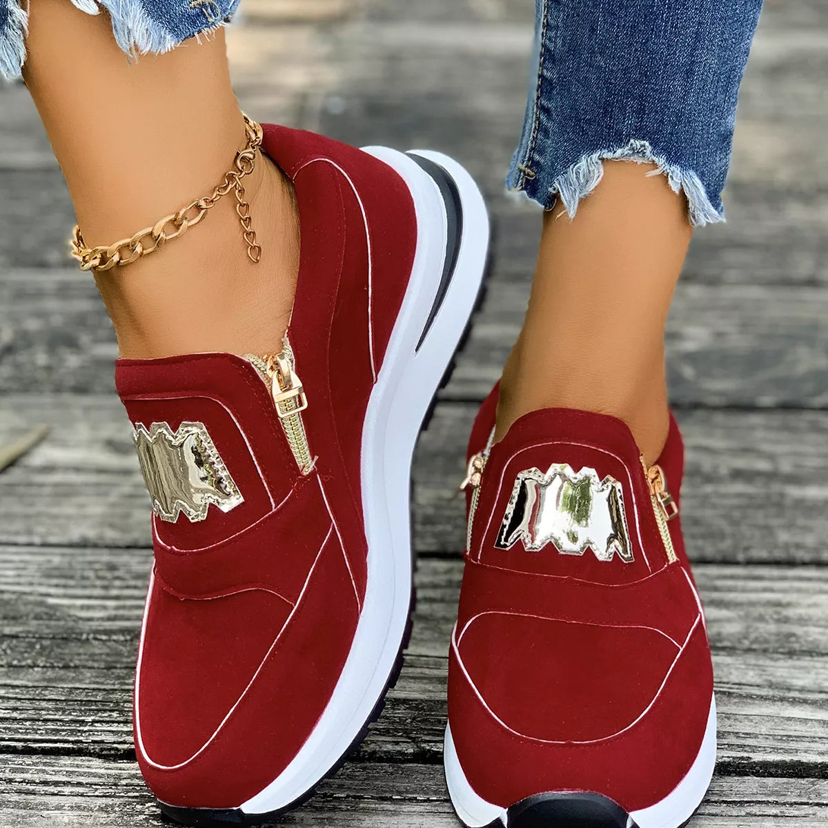 Round Toe Platform Slip-Ons