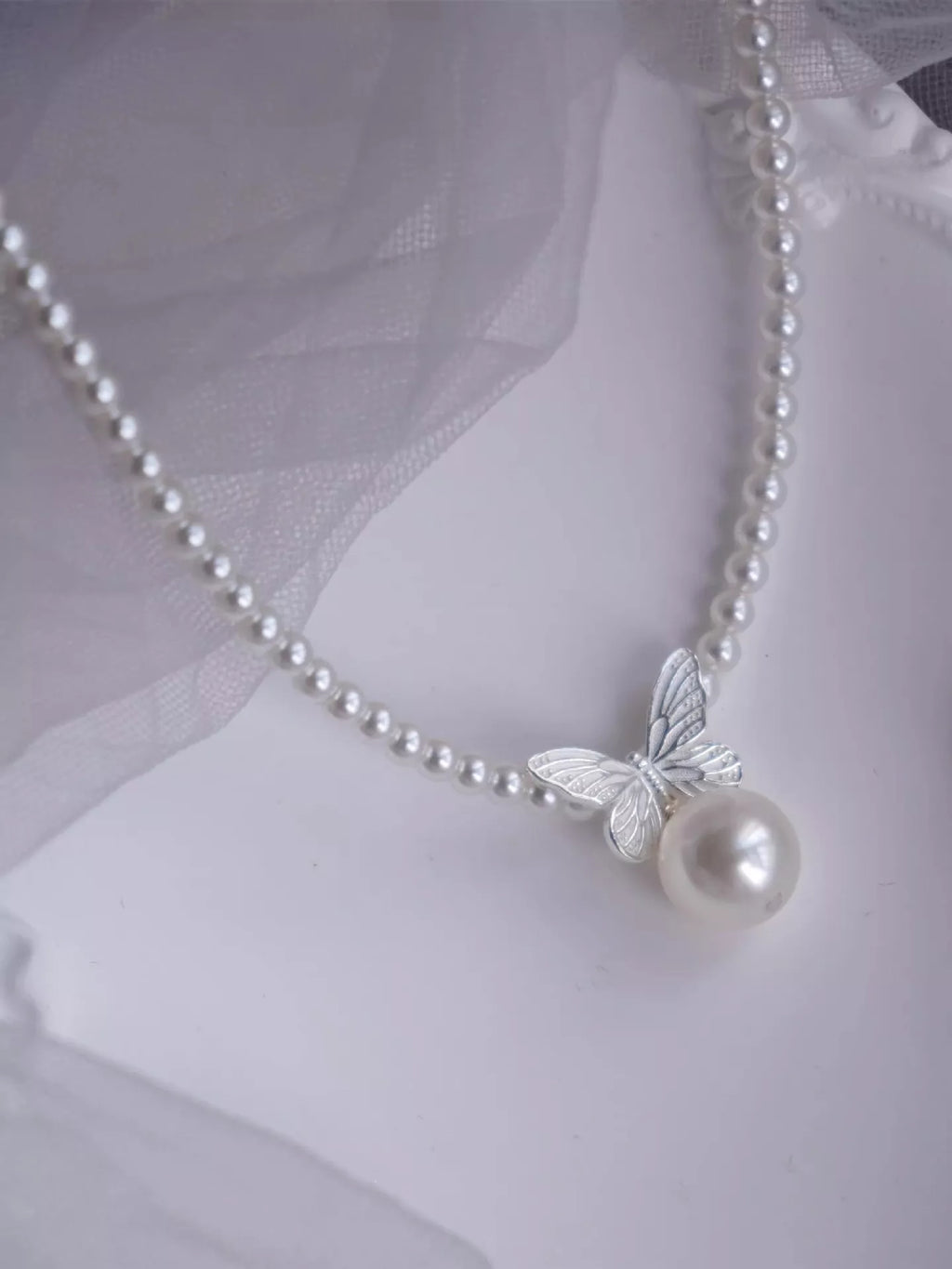 Pearl Butterfly Pendant Necklace