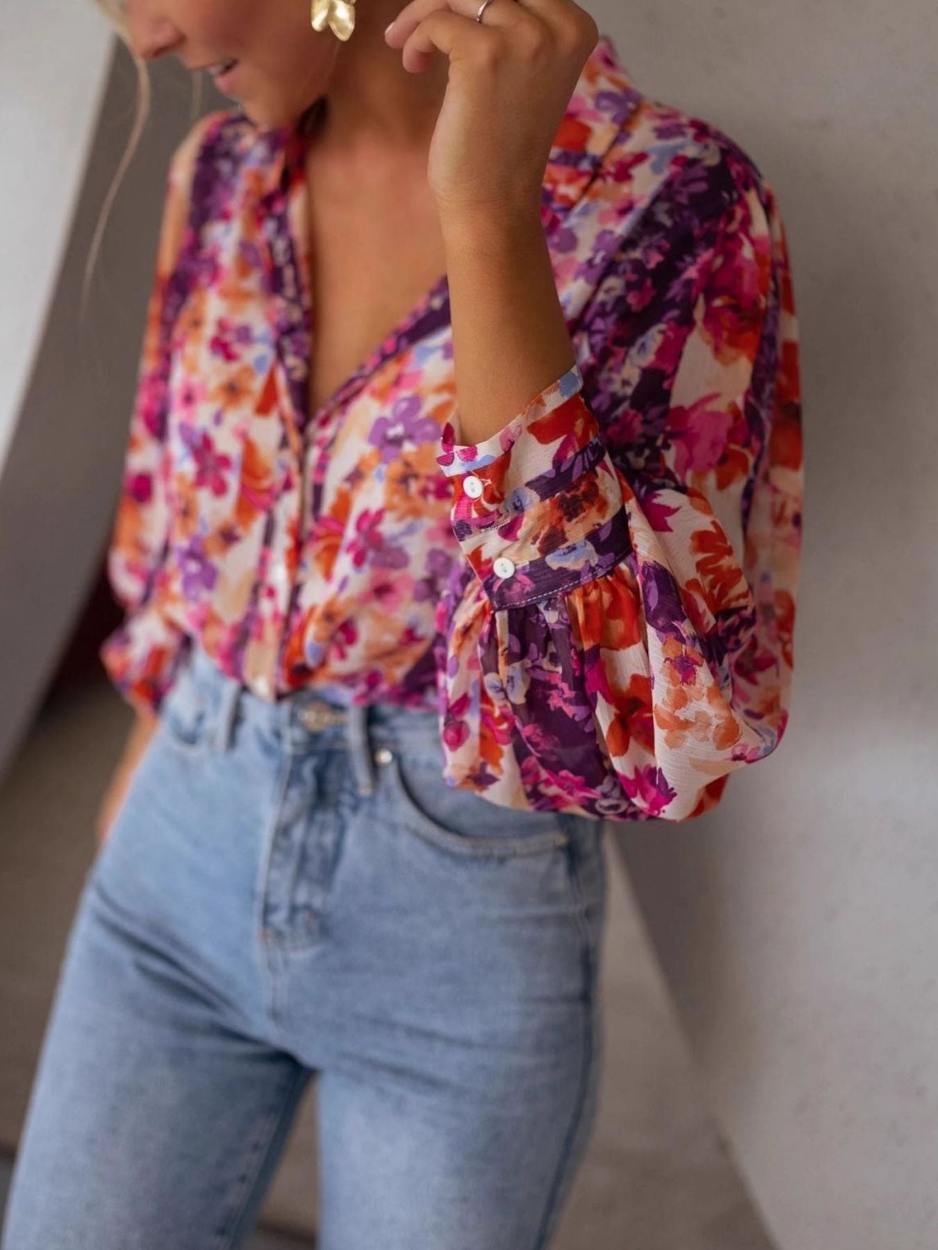 Floral Print Button Up Shirt