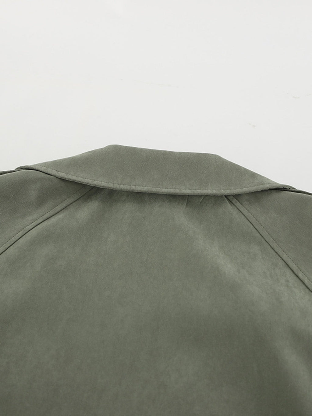 Lapel Collar Tie Waist Trench Jacket