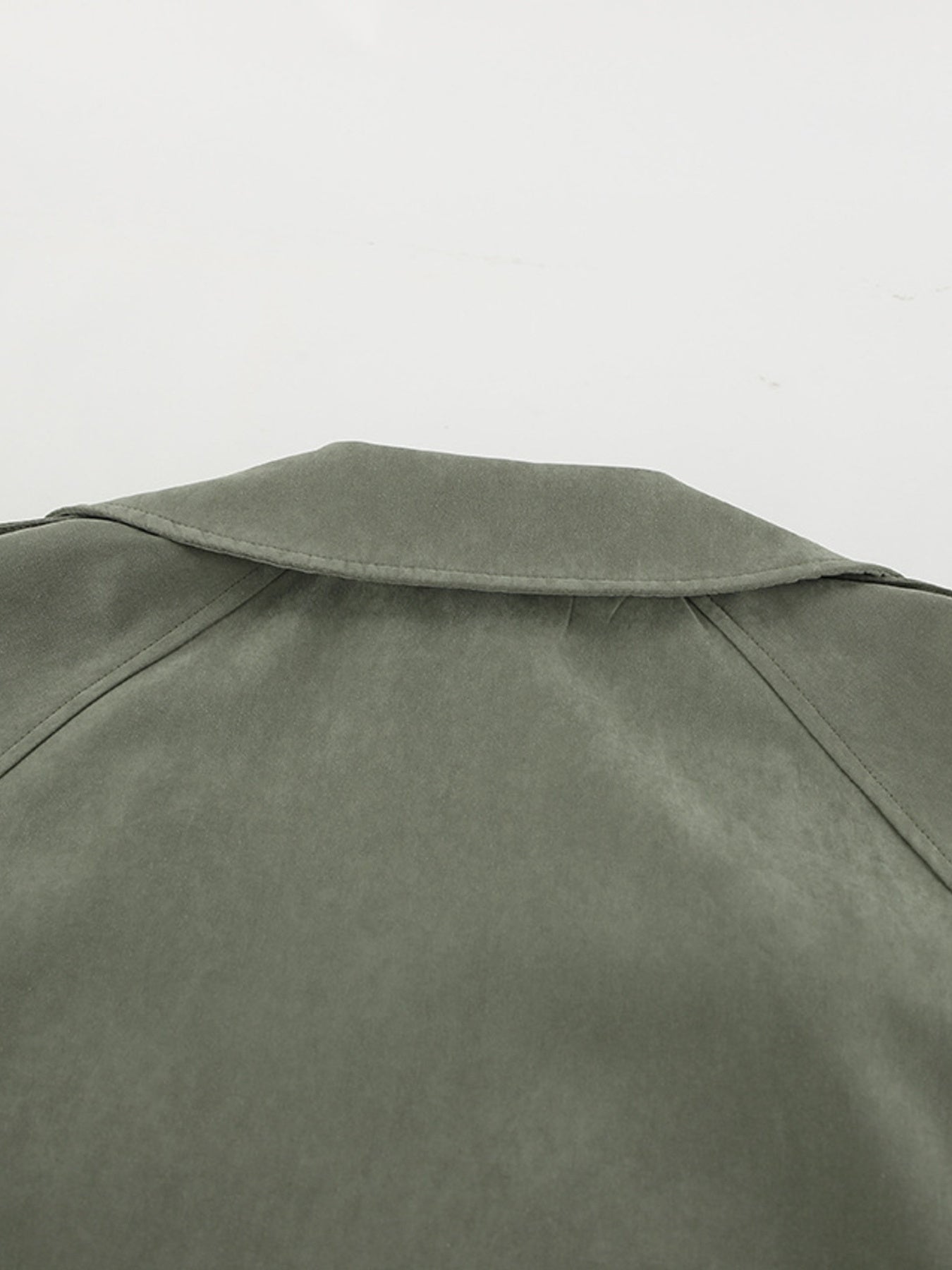 Lapel Collar Tie Waist Trench Jacket