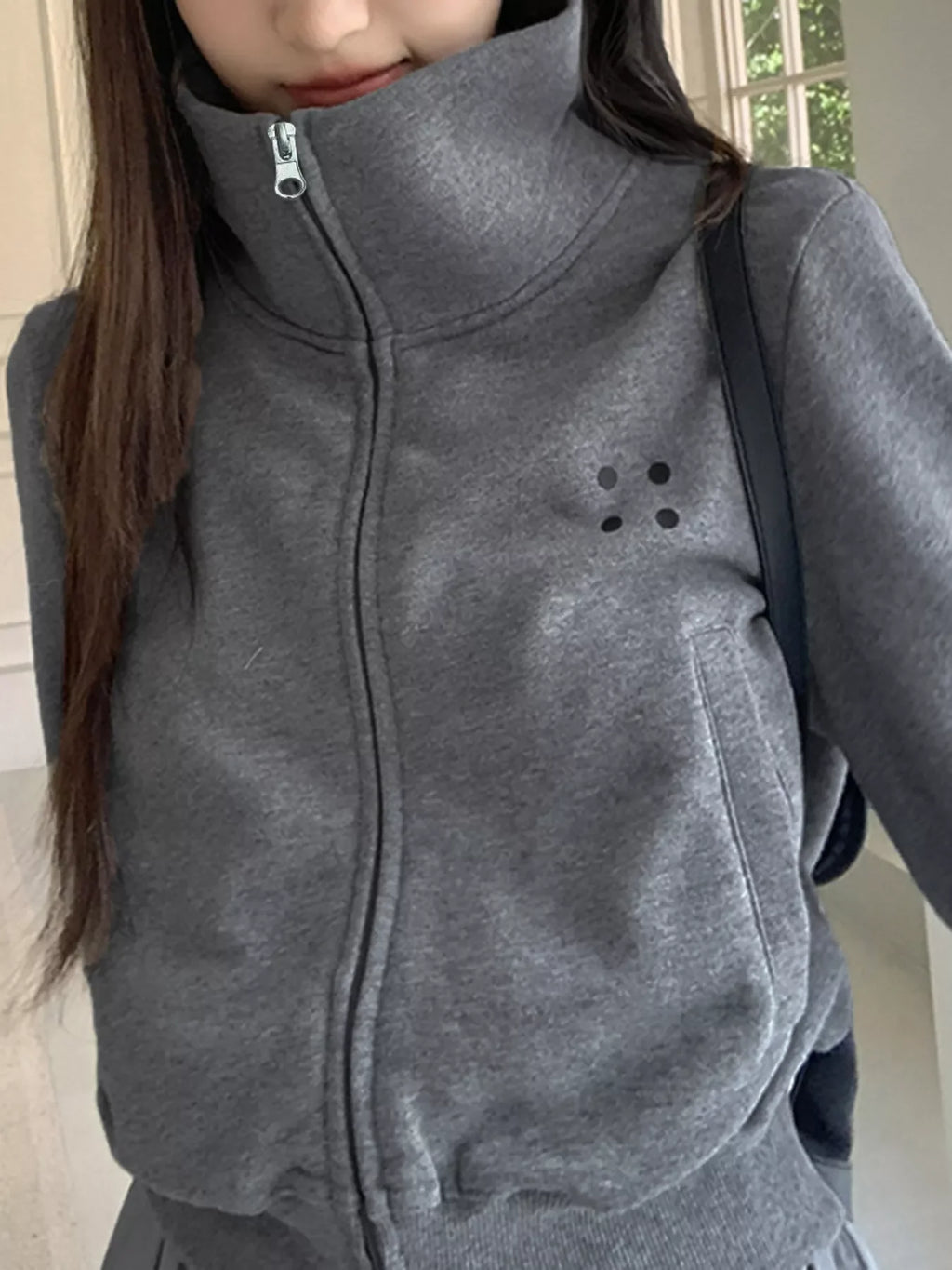 Casual Zip-Up Cropped Outerwear