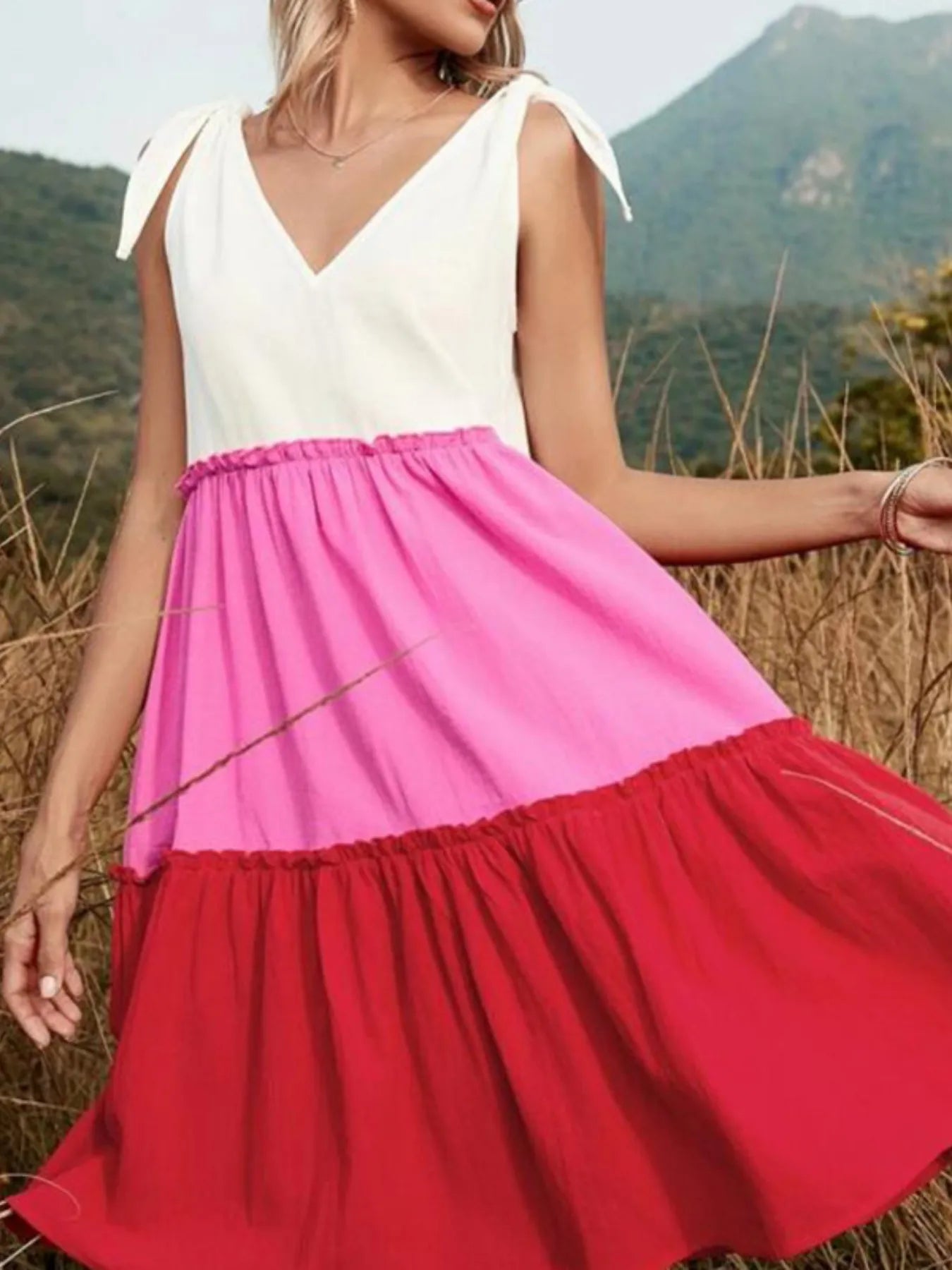 Colorblock Tiered Midi Tank Dress