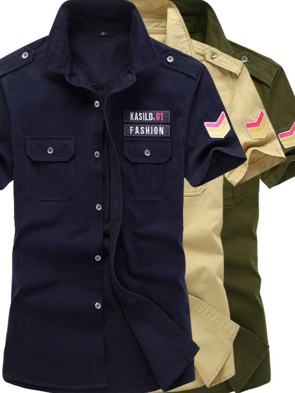 Men's Plus Size Embroidered Collared Neck Short Sleeve Shirt