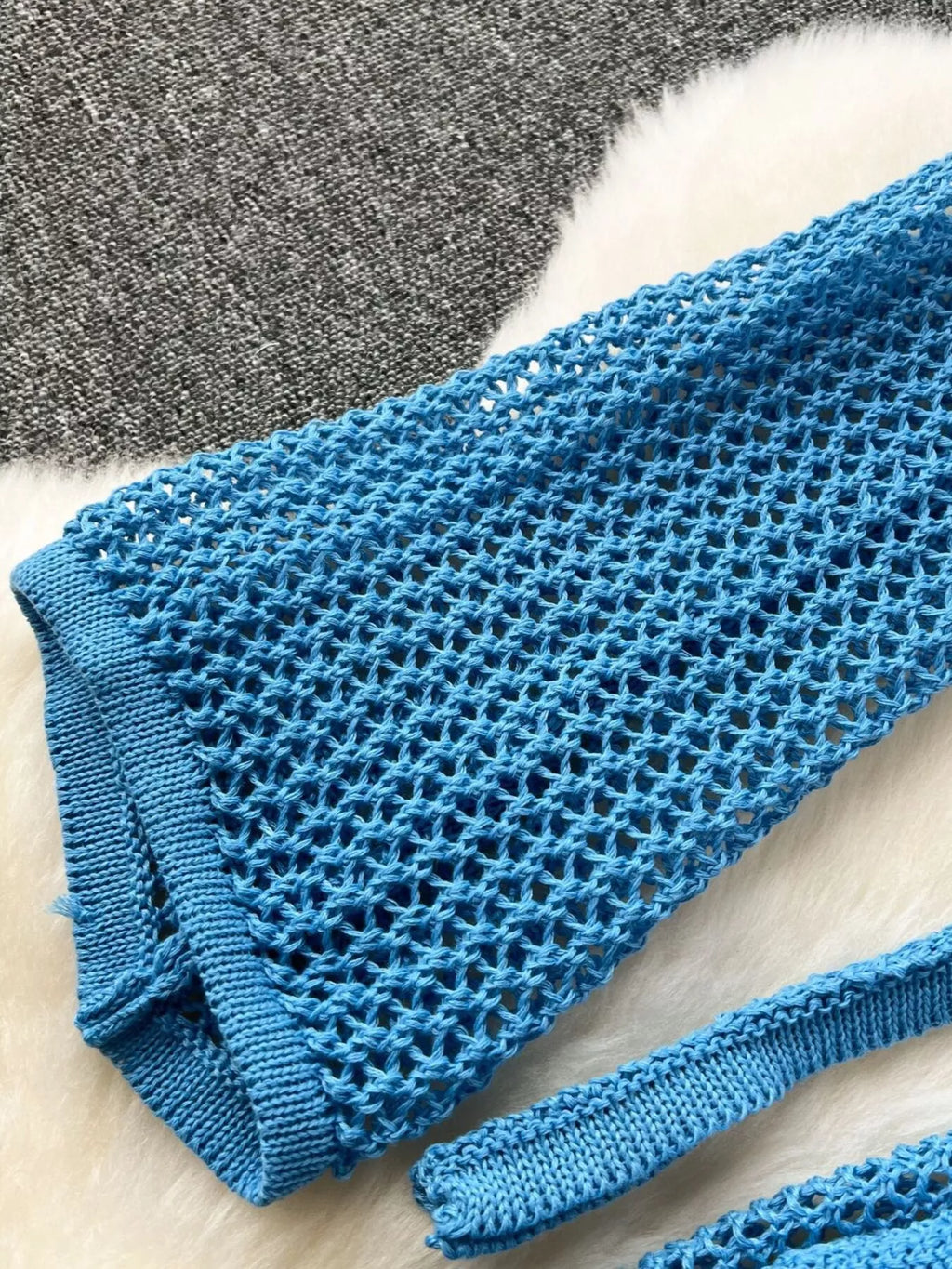 Knitted Crop Top and Slit Skirt Set