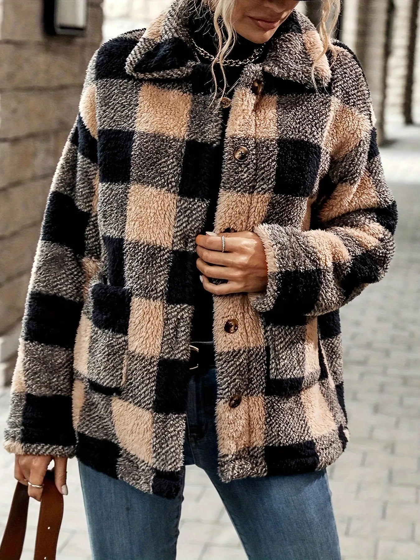 Plaid Sherpa Button-Down Outerwear