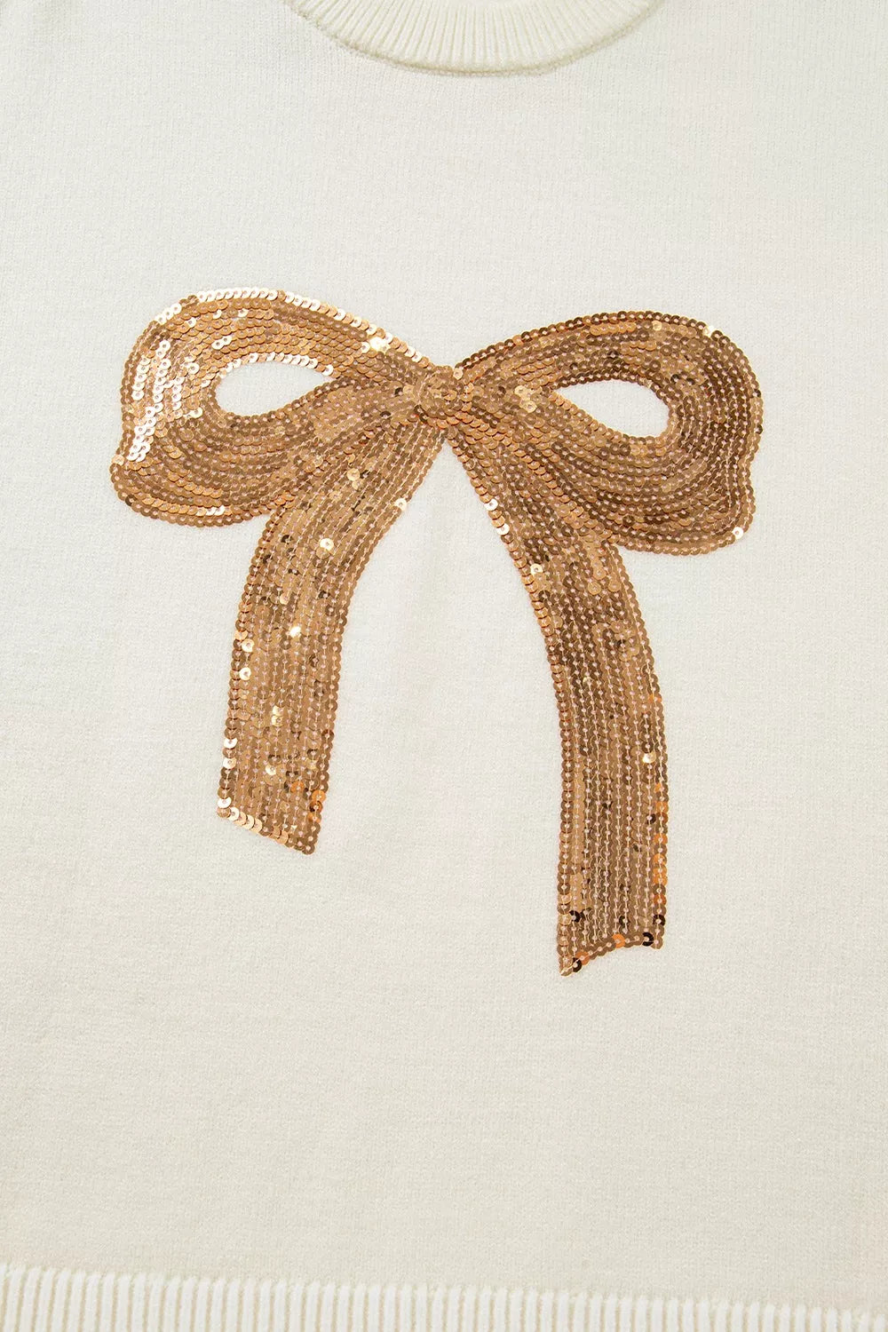 Sequin Bow Embellished Pullover Sweater