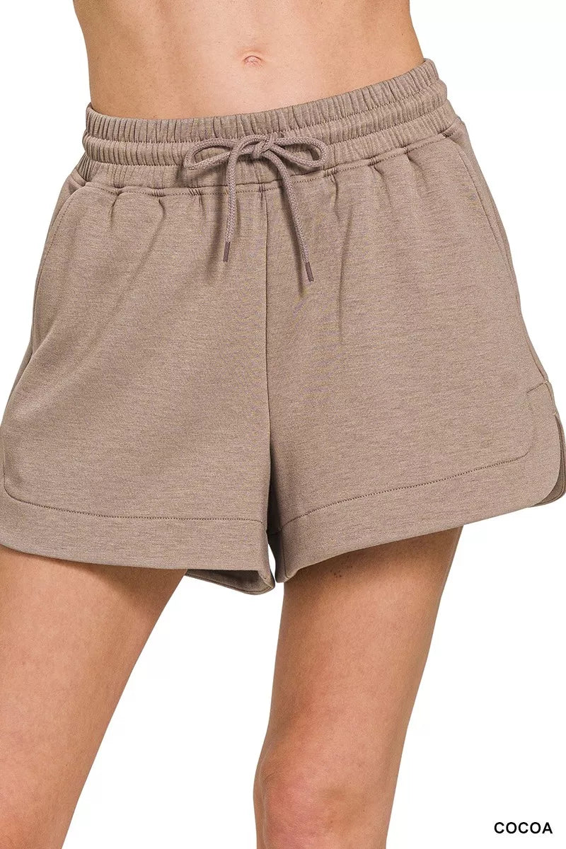 Zenana Scuba Elastic Waistband Shorts With Pocket