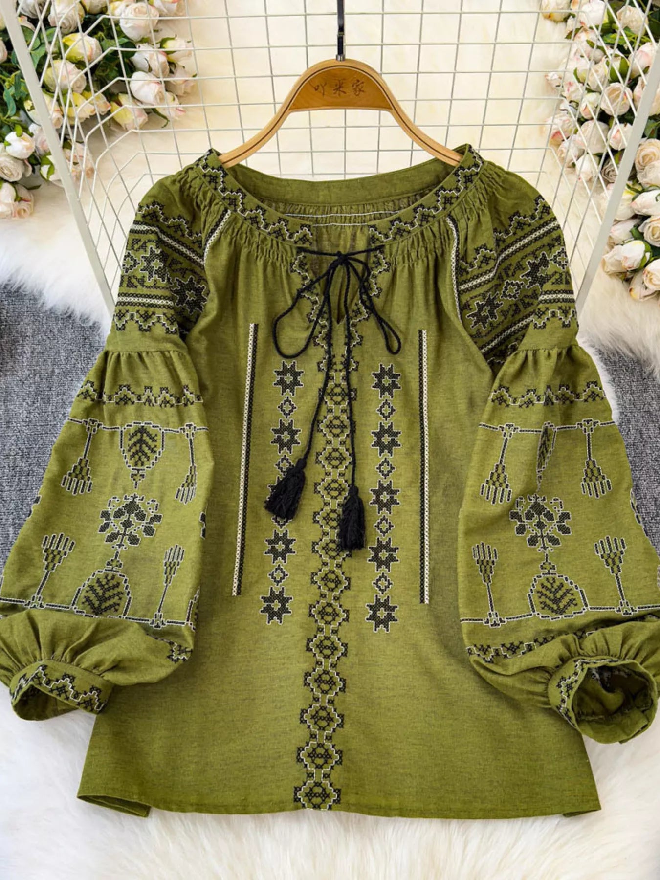Tie Neck Long Sleeve Blouse