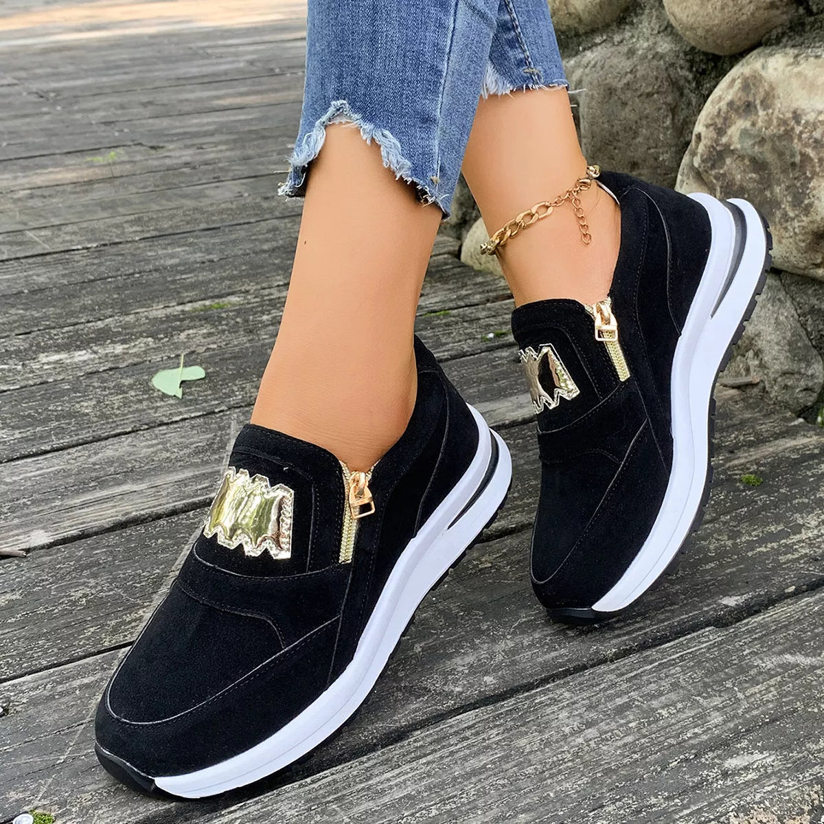 Round Toe Platform Slip-Ons