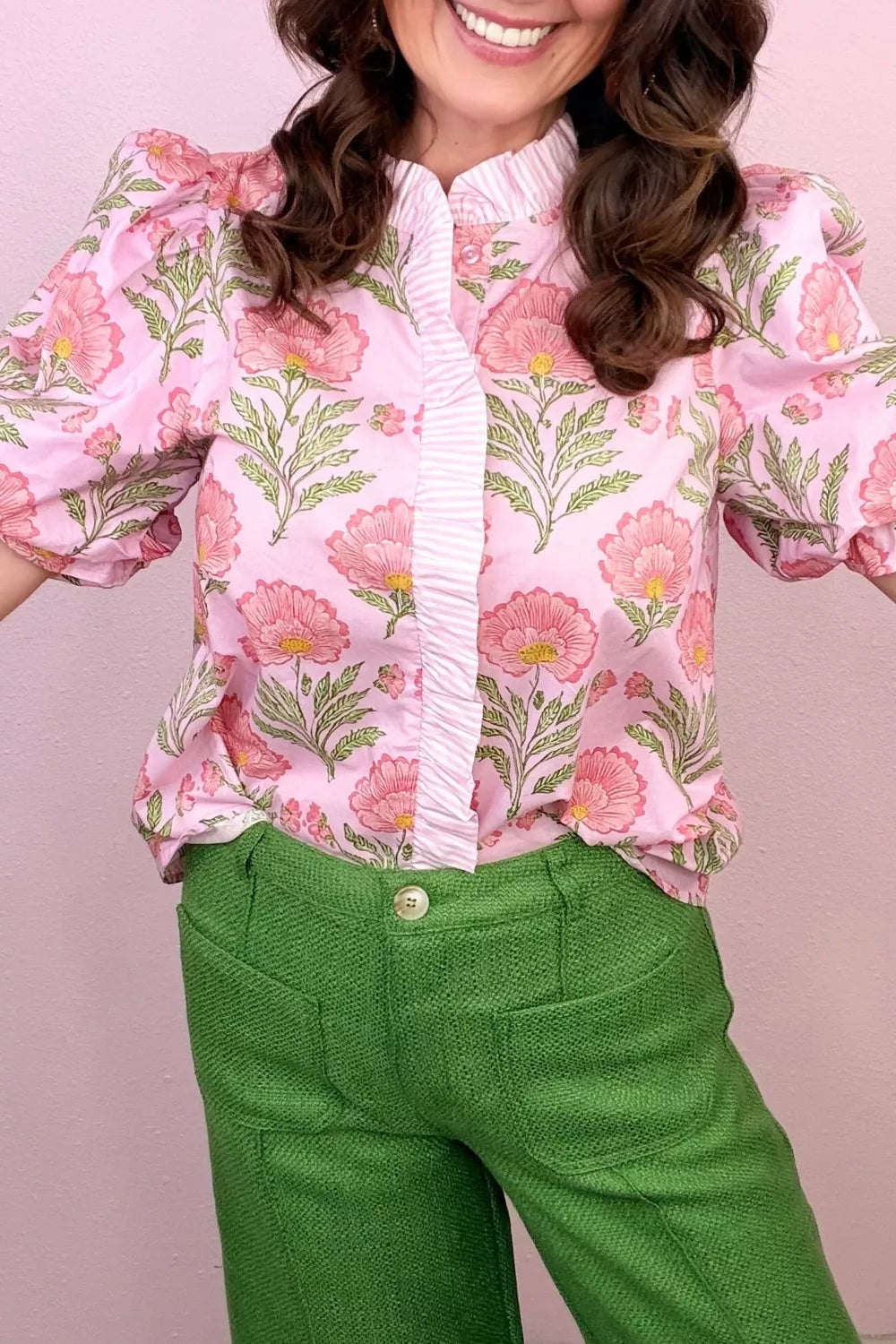 Floral Print Puff Sleeve Blouse