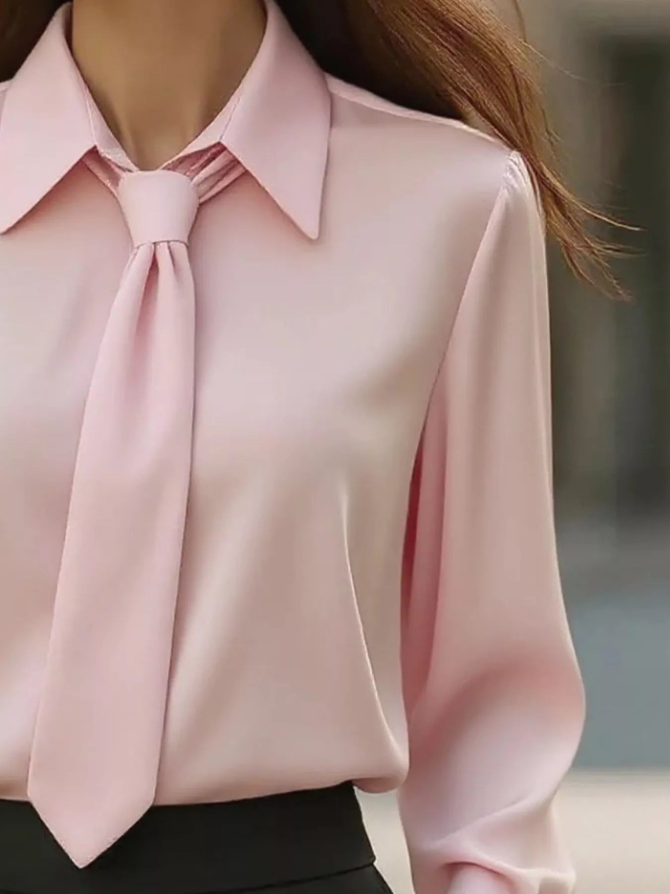 Collared Neck Long Sleeve Blouse