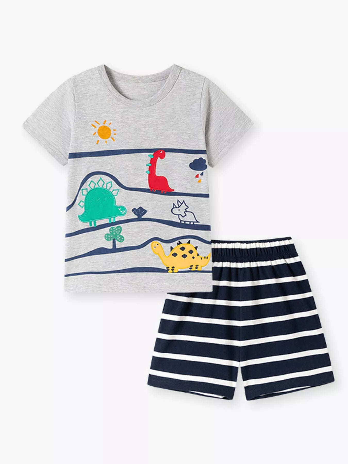Children's Dinosaur T-Shirt & Striped Shorts Set