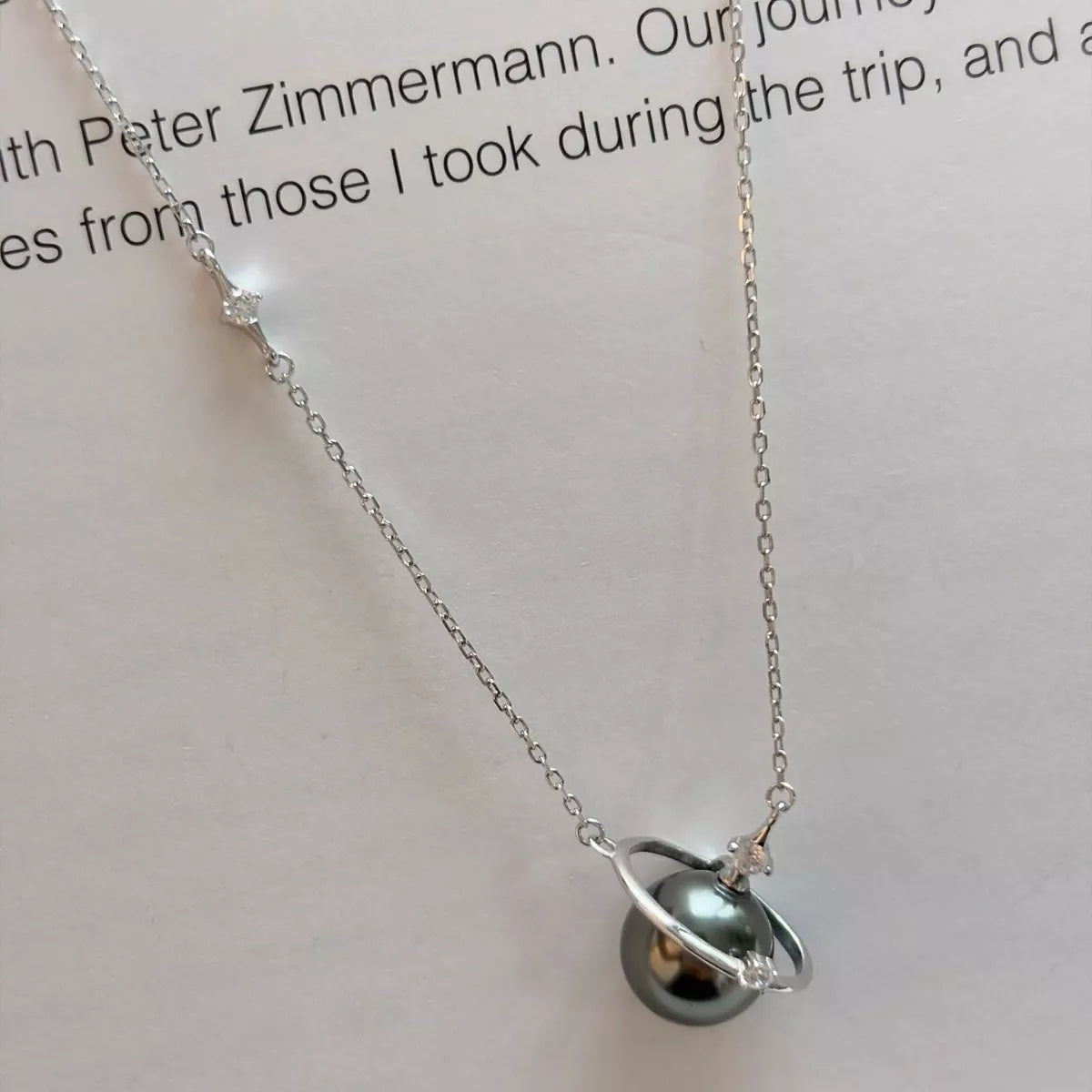 Planet Pearl Pendant Necklace