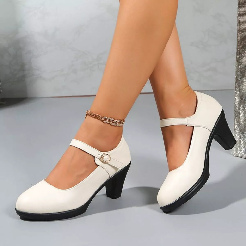 Buckle Block Heels Pumps