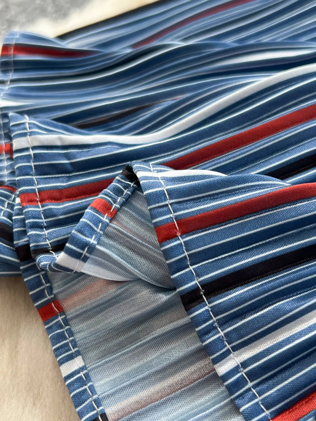 Full Size Striped Patchwork Denim Skirt Plus Size