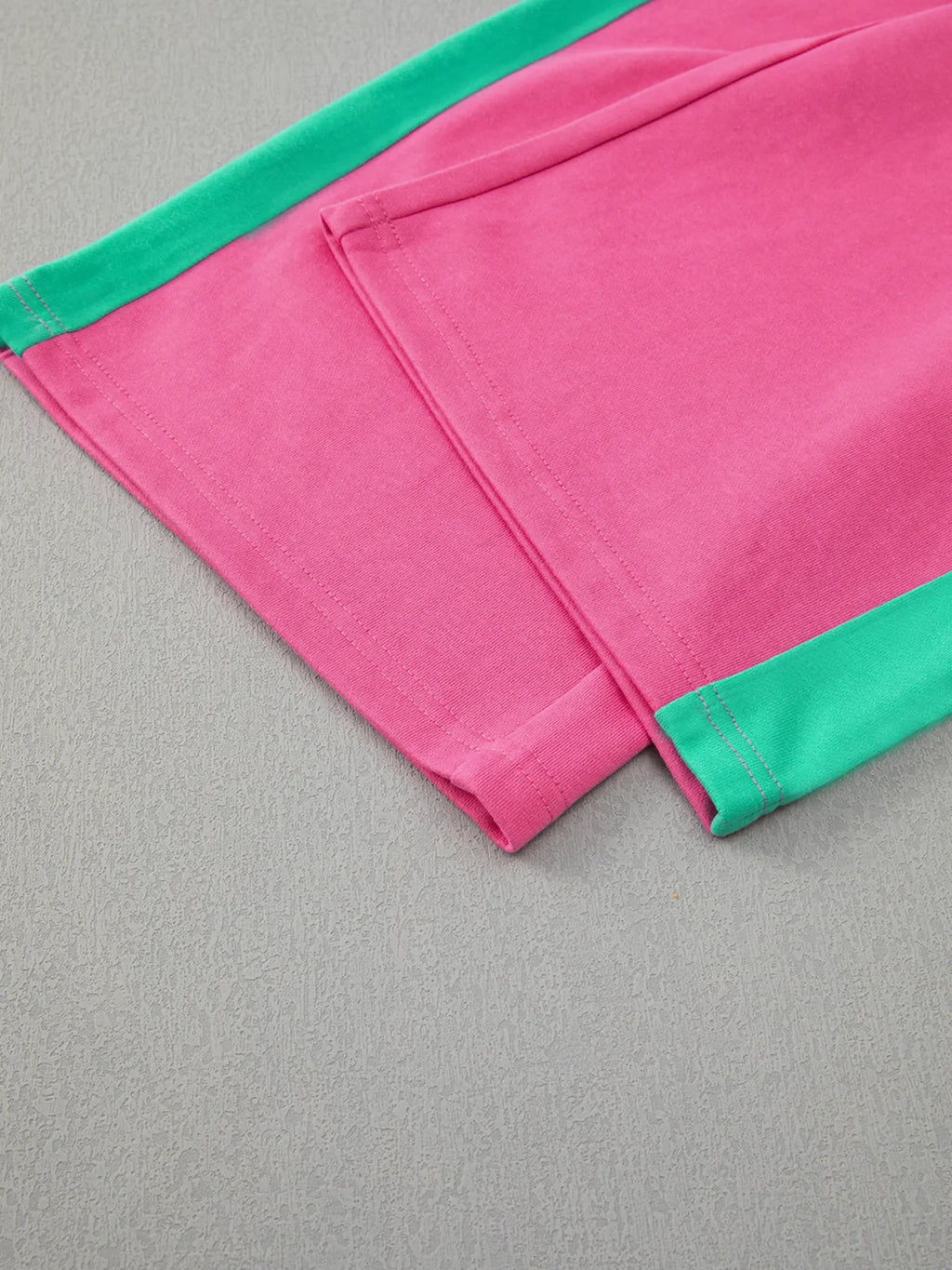 Color Block Round Neck Top and Pants Set