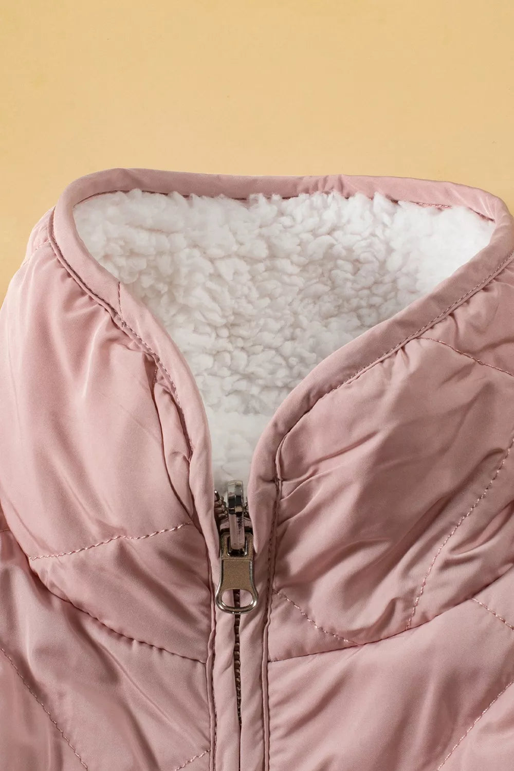 Quilted Sherpa-Lined Vest Coat