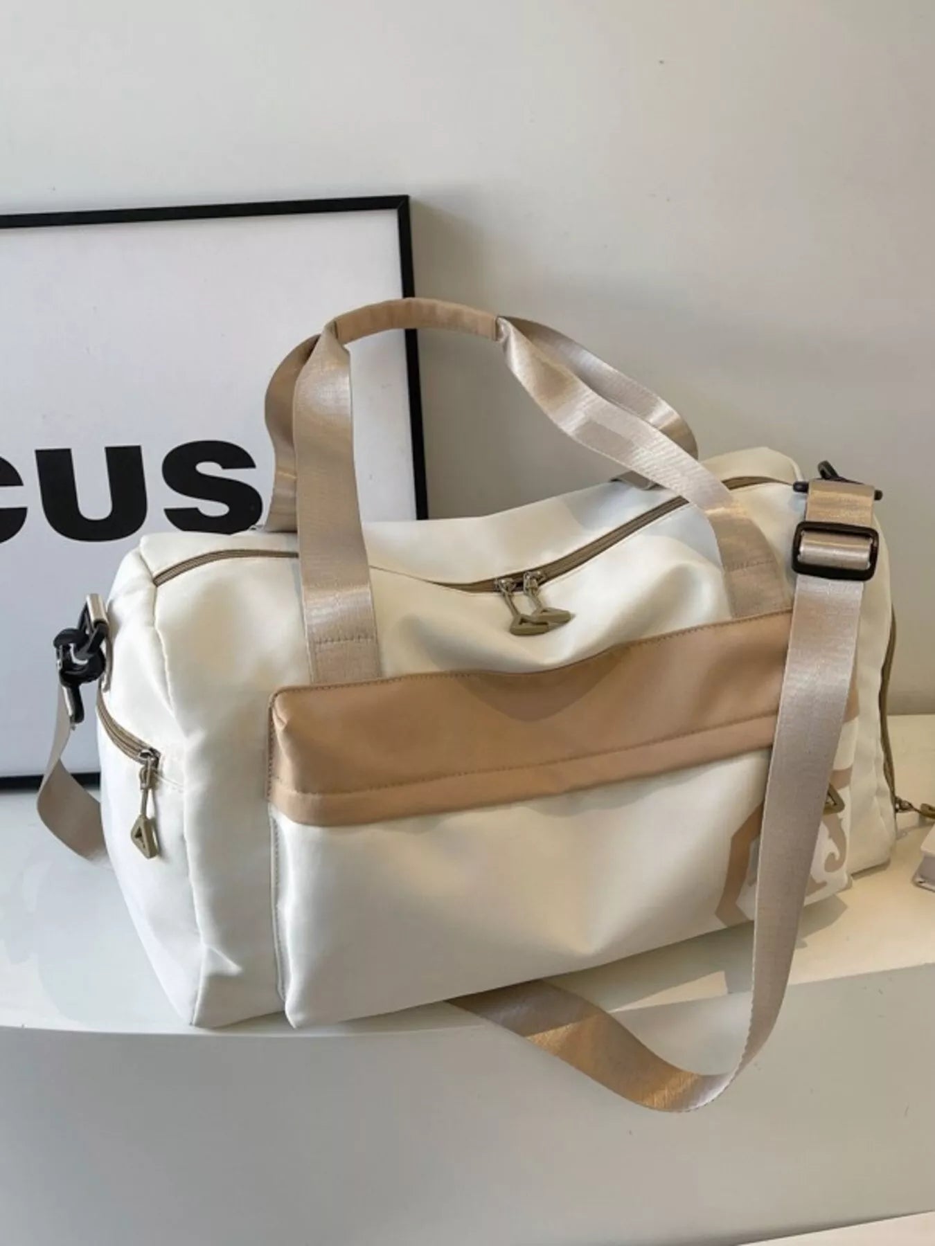 Contrast Oxford Cloth Travel Bag