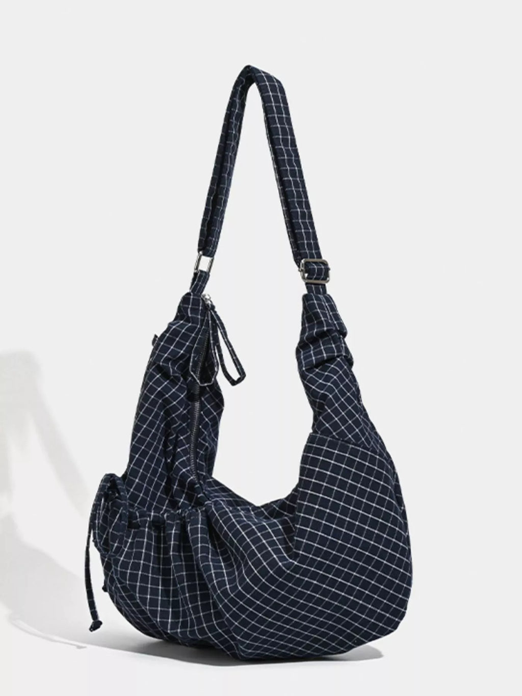 Plaid Pattern Ruched Shoulder Bag