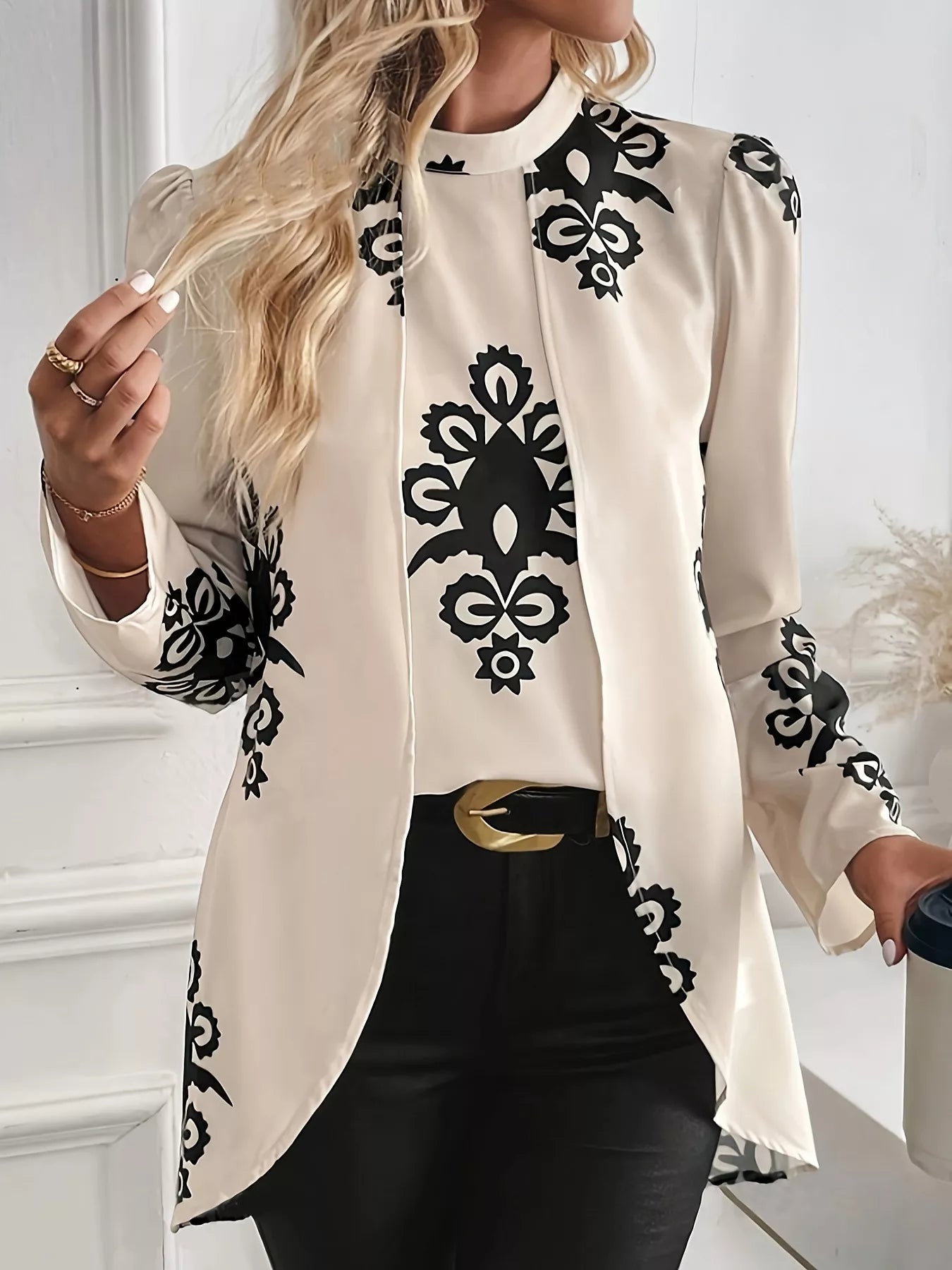 Printed Long Sleeve Blouse