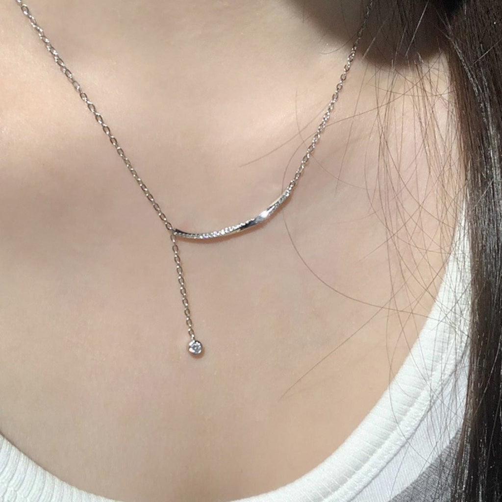 925 Sterling Silver Bar Chain Adjustable Necklace