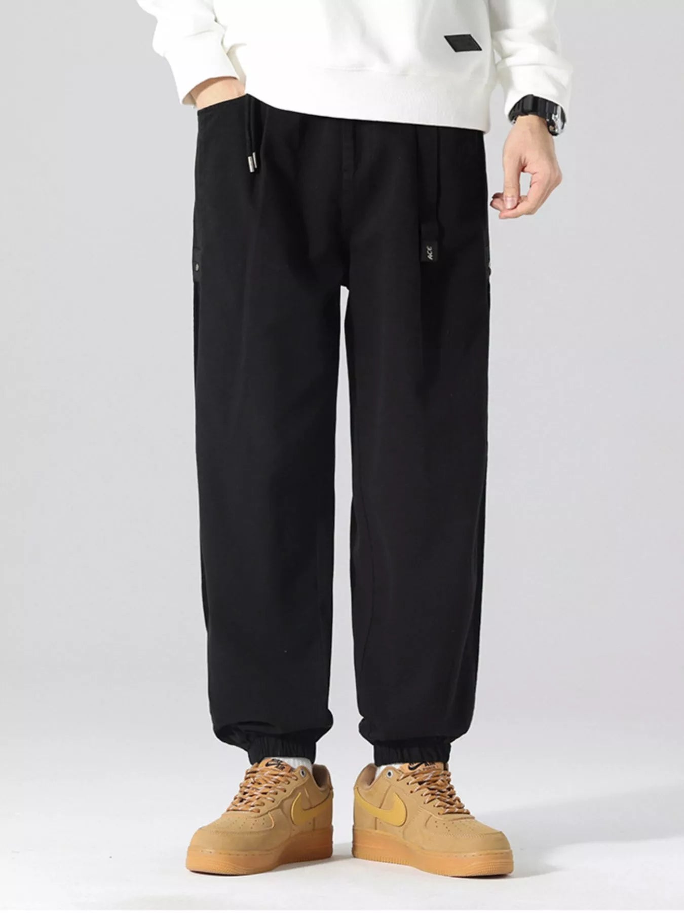 Men's Plus Size Drawstring Cargo Joggers with Pockets