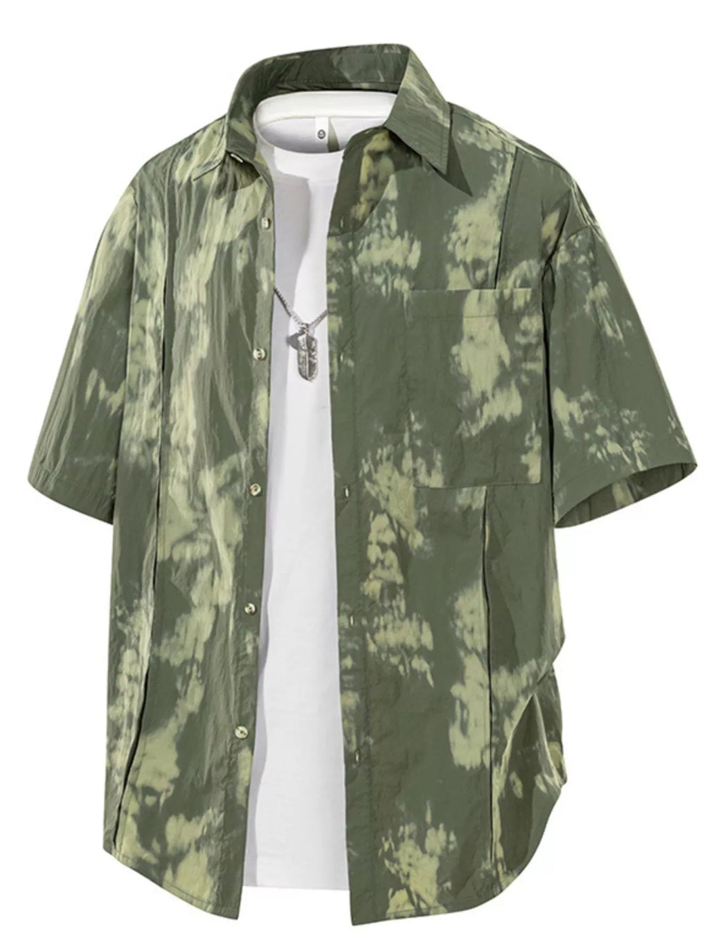 Men's Plus Size Tie-Dye Print Casual Short Sleeve Shirt